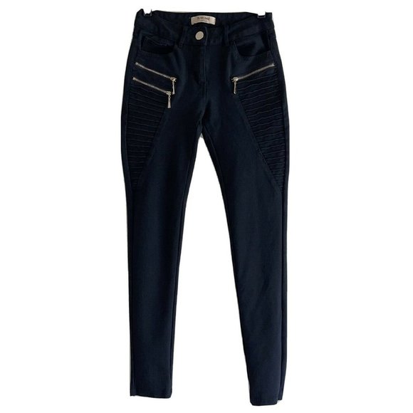 Sublime Fashion Moto Style Skinny Jeans Pants S Pintuck Black Cotton Stretch - Picture 1 of 8